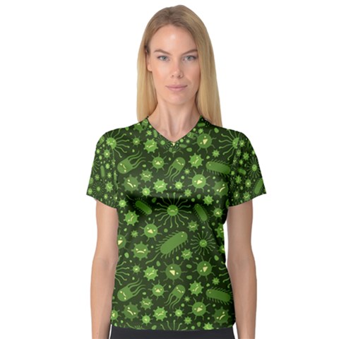 Seamless Pattern With Viruses V-neck Sport Mesh Tee by Vaneshart