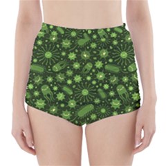 Seamless Pattern With Viruses High-waisted Bikini Bottoms