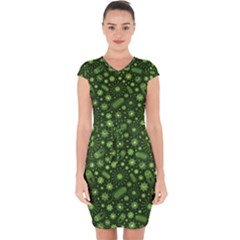 Seamless Pattern With Viruses Capsleeve Drawstring Dress 