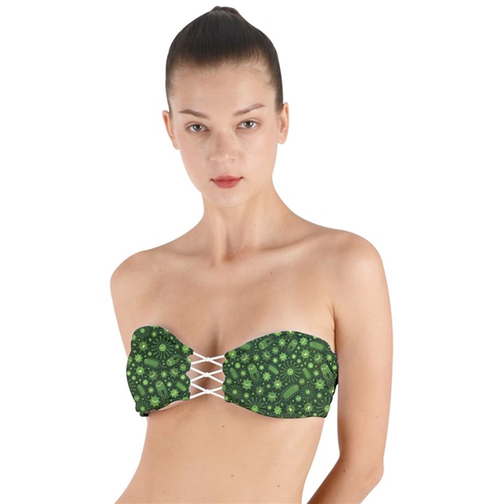 Seamless Pattern With Viruses Twist Bandeau Bikini Top