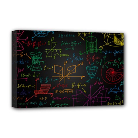 Mathematical Colorful Formulas Drawn By Hand Black Chalkboard Deluxe Canvas 18  X 12  (stretched) by Vaneshart