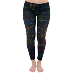 Mathematical Colorful Formulas Drawn By Hand Black Chalkboard Classic Winter Leggings