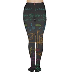 Mathematical Colorful Formulas Drawn By Hand Black Chalkboard Tights by Vaneshart