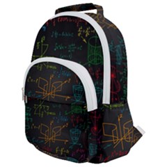 Mathematical Colorful Formulas Drawn By Hand Black Chalkboard Rounded Multi Pocket Backpack by Vaneshart