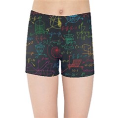 Mathematical Colorful Formulas Drawn By Hand Black Chalkboard Kids  Sports Shorts by Vaneshart