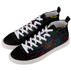 Mathematical Colorful Formulas Drawn By Hand Black Chalkboard Men s Mid-top Canvas Sneakers by Vaneshart