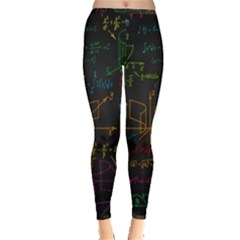 Mathematical Colorful Formulas Drawn By Hand Black Chalkboard Inside Out Leggings by Vaneshart