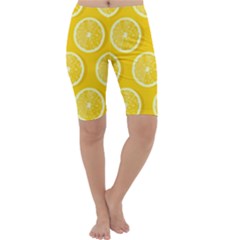 Lemon Fruits Slice Seamless Pattern Cropped Leggings  by Vaneshart