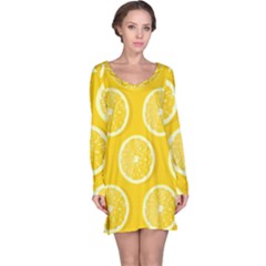 Lemon Fruits Slice Seamless Pattern Long Sleeve Nightdress by Vaneshart