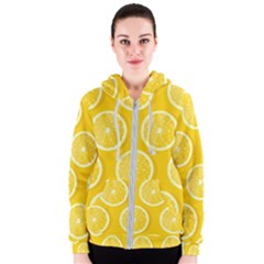 Lemon Fruits Slice Seamless Pattern Women s Zipper Hoodie