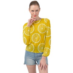 Lemon Fruits Slice Seamless Pattern Banded Bottom Chiffon Top by Vaneshart