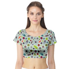 Seamless Pattern With Viruses Short Sleeve Crop Top by Vaneshart