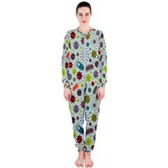 Seamless Pattern With Viruses Onepiece Jumpsuit (ladies)  by Vaneshart