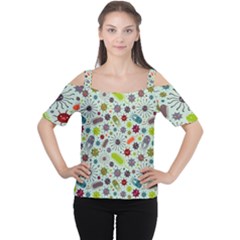 Seamless Pattern With Viruses Cutout Shoulder Tee