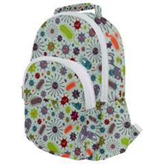 Seamless Pattern With Viruses Rounded Multi Pocket Backpack