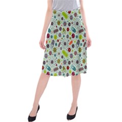 Seamless Pattern With Viruses Midi Beach Skirt