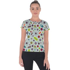 Seamless Pattern With Viruses Short Sleeve Sports Top  by Vaneshart