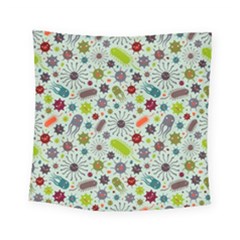 Seamless Pattern With Viruses Square Tapestry (small)