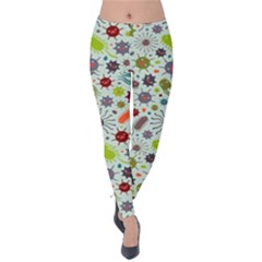 Seamless Pattern With Viruses Velvet Leggings