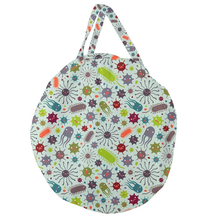 Seamless Pattern With Viruses Giant Round Zipper Tote