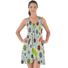 Seamless Pattern With Viruses Show Some Back Chiffon Dress