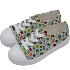 Seamless Pattern With Viruses Kids  Low Top Canvas Sneakers