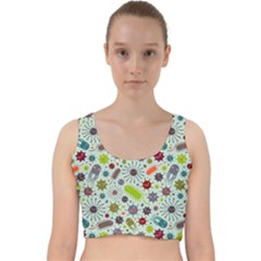 Seamless Pattern With Viruses Velvet Racer Back Crop Top