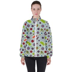 Seamless Pattern With Viruses Women s High Neck Windbreaker