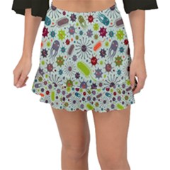 Seamless Pattern With Viruses Fishtail Mini Chiffon Skirt