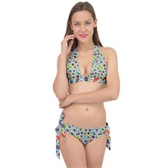 Seamless Pattern With Viruses Tie It Up Bikini Set