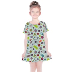 Seamless Pattern With Viruses Kids  Simple Cotton Dress