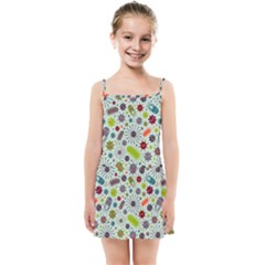 Seamless Pattern With Viruses Kids  Summer Sun Dress