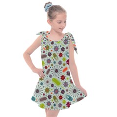 Seamless Pattern With Viruses Kids  Tie Up Tunic Dress
