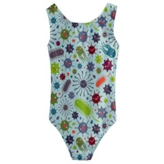 Seamless Pattern With Viruses Kids  Cut-out Back One Piece Swimsuit