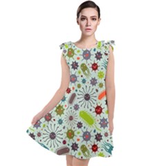 Seamless Pattern With Viruses Tie Up Tunic Dress