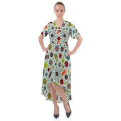 Seamless Pattern With Viruses Front Wrap High Low Dress