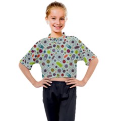 Seamless Pattern With Viruses Kids Mock Neck Tee