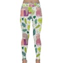 Cute Sloth Sleeping Ice Cream Surrounded By Green Tropical Leaves Classic Yoga Leggings View1