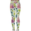 Cute Sloth Sleeping Ice Cream Surrounded By Green Tropical Leaves Classic Yoga Leggings View2