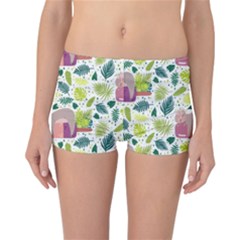 Cute Sloth Sleeping Ice Cream Surrounded By Green Tropical Leaves Reversible Boyleg Bikini Bottoms by Vaneshart