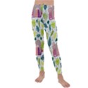 Cute Sloth Sleeping Ice Cream Surrounded By Green Tropical Leaves Kids  Lightweight Velour Leggings View1