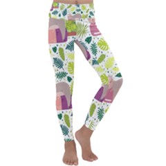 Cute Sloth Sleeping Ice Cream Surrounded By Green Tropical Leaves Kids  Lightweight Velour Classic Yoga Leggings by Vaneshart
