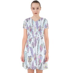 Vector Illustration Seamless Multicolored Pattern Feathers Birds Adorable In Chiffon Dress
