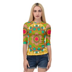 Mandala Patterns Yellow Quarter Sleeve Raglan Tee