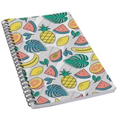 Seamless Pattern Tropical Fruit Banana Watermelon Papaya Lemon Orange Monstera 5 5  X 8 5  Notebook by Vaneshart