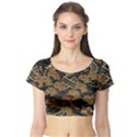 Oriental Traditional Seamless Pattern Dragon Short Sleeve Crop Top View1