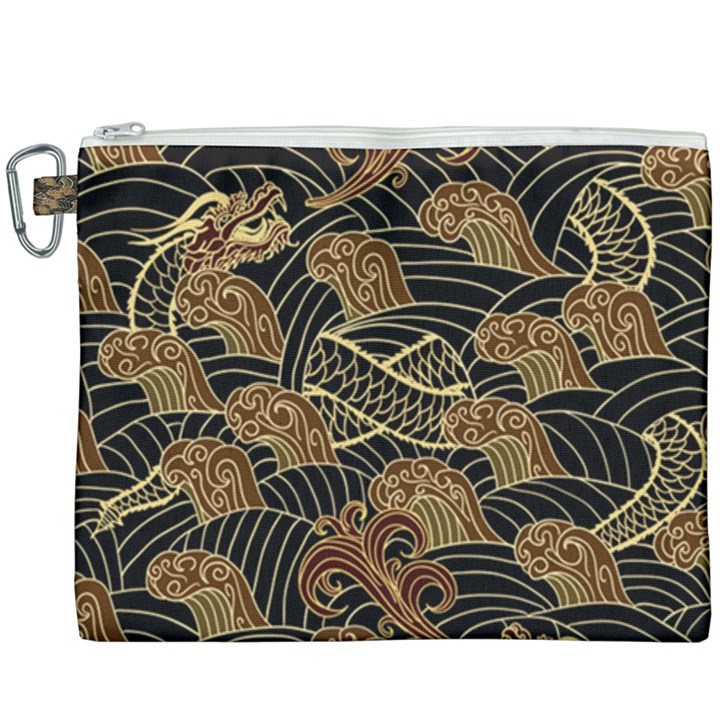 Oriental Traditional Seamless Pattern Dragon Canvas Cosmetic Bag (XXXL)