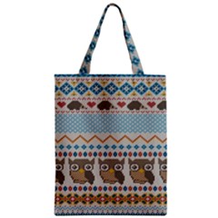 Fabric Texture With Owls Zipper Classic Tote Bag