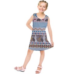 Fabric Texture With Owls Kids  Tunic Dress