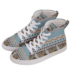 Fabric Texture With Owls Women s Hi-top Skate Sneakers by Vaneshart